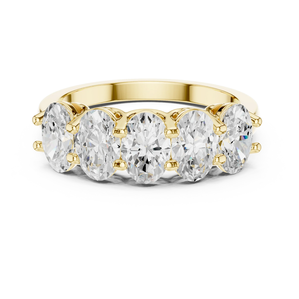 Five Stone Oval 0.21 CTW Rose 10K Gold VVS Moissanite Wedding Band