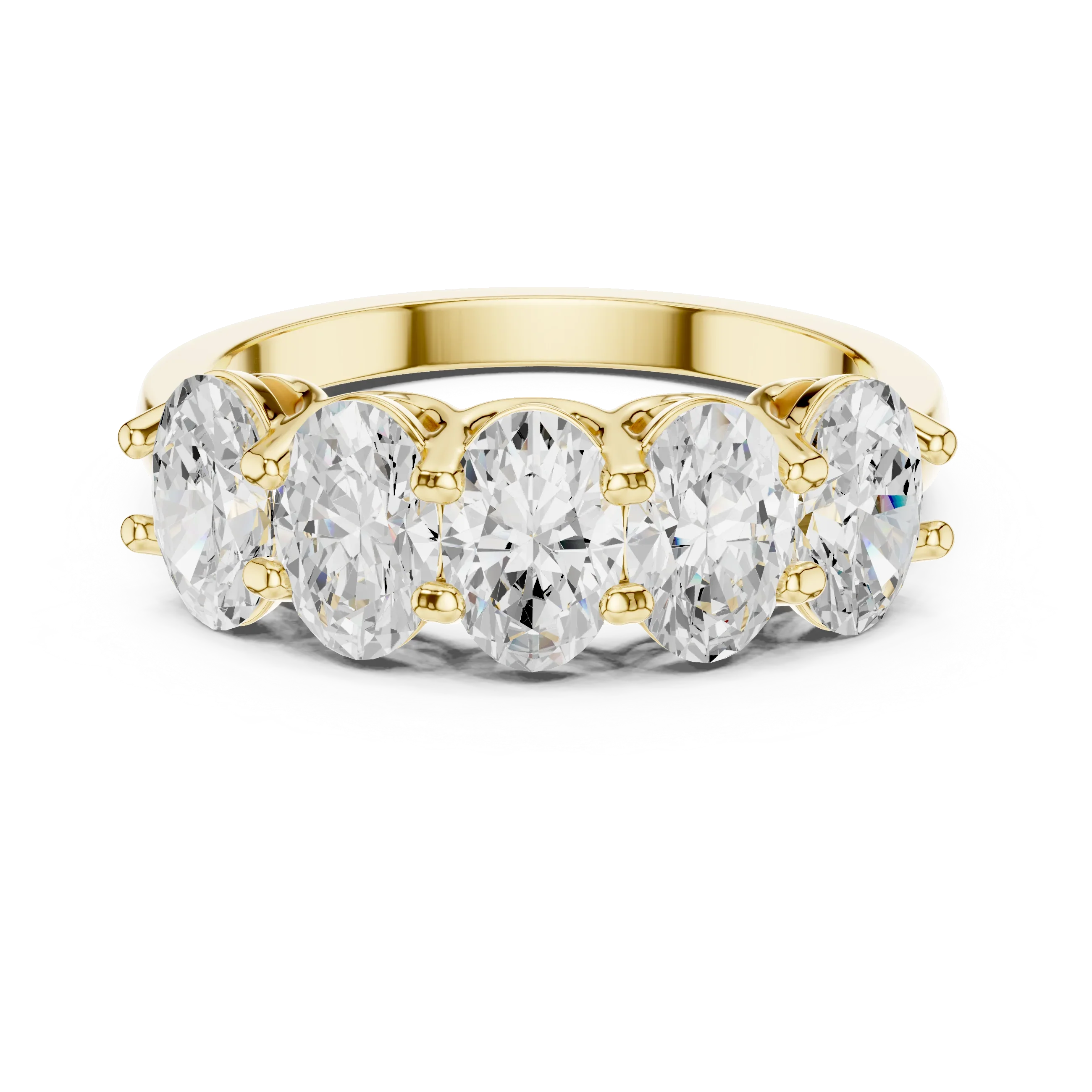 Five Stone Oval 0.21 CTW Rose 10K Gold VVS Moissanite Wedding Band