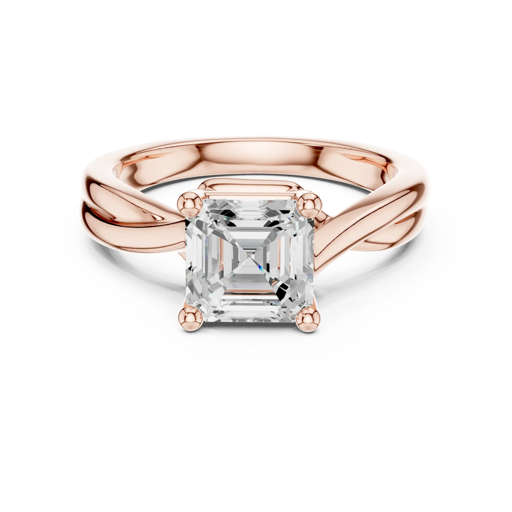 2.00 CT VVS1 D Color Asscher Cut Solitaire Diamond Engagement Ring
