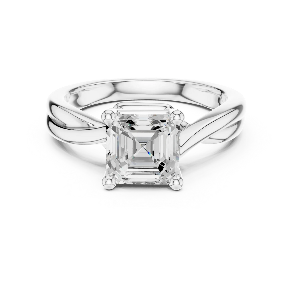 2.00 CT VVS1 D Color Asscher Cut Solitaire Diamond Engagement Ring