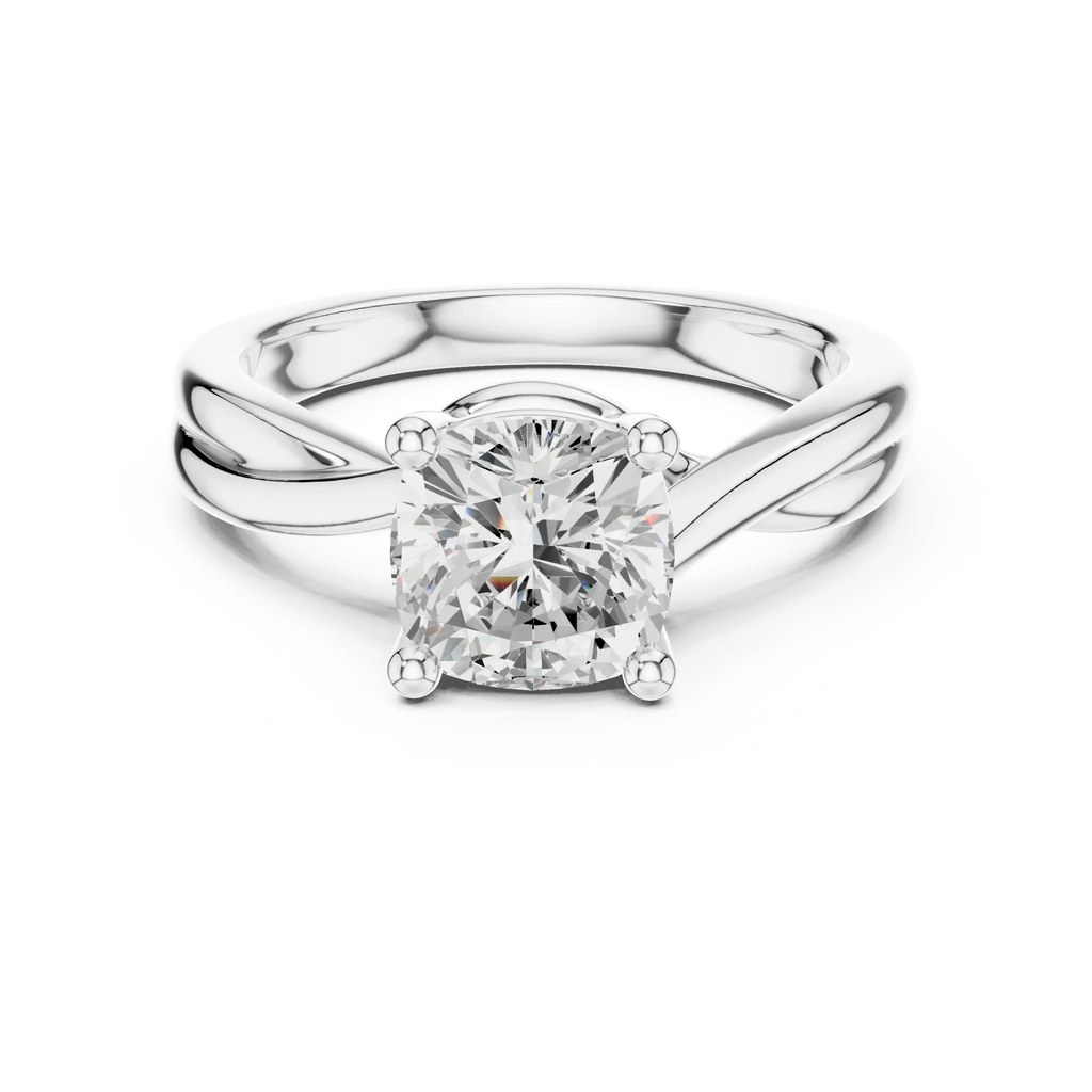 2.00 CT VVS1 D Color Cushion Cut Solitaire Diamond Engagement Ring