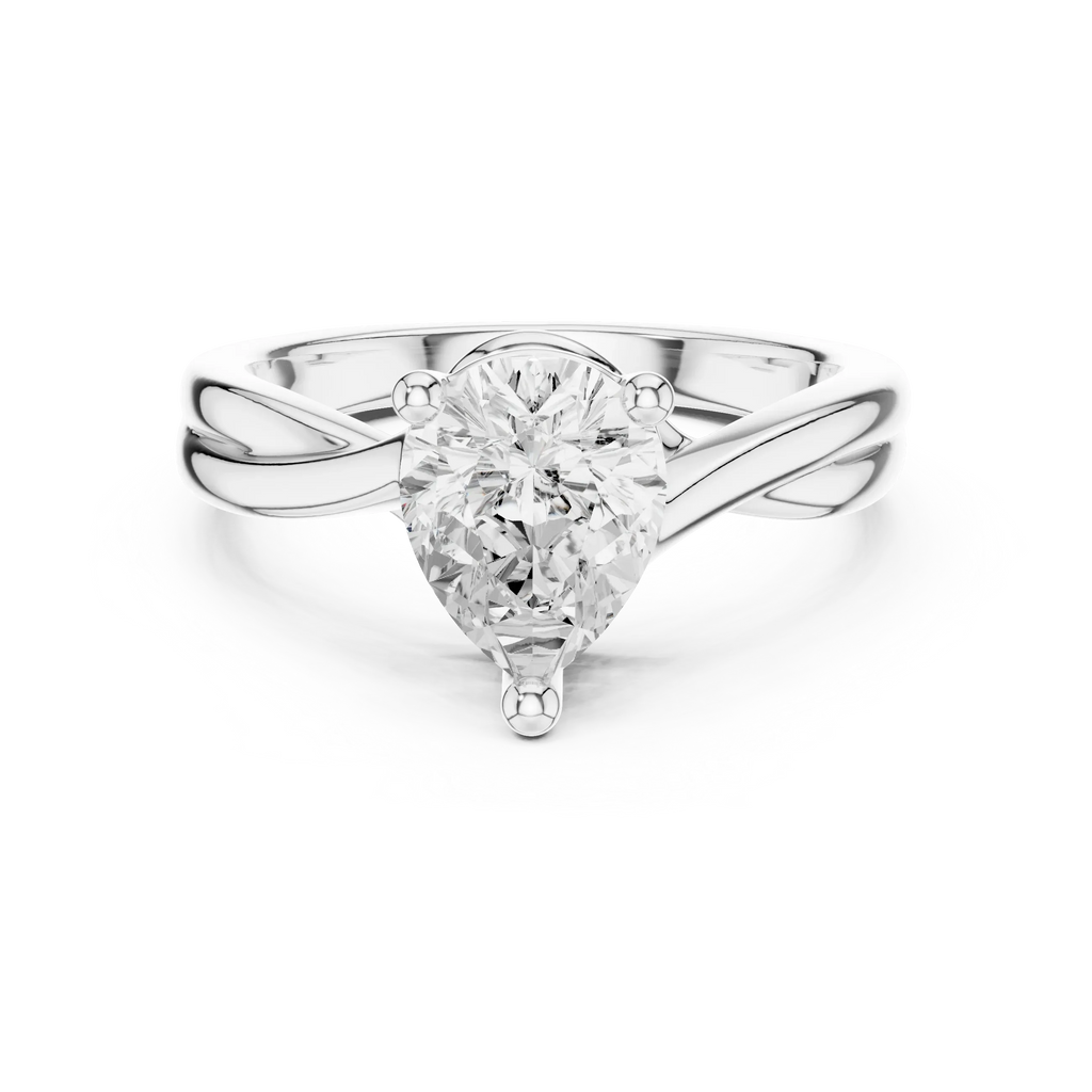 2.00 CT VVS1 D Color Pear Cut Solitaire Diamond Engagement Ring