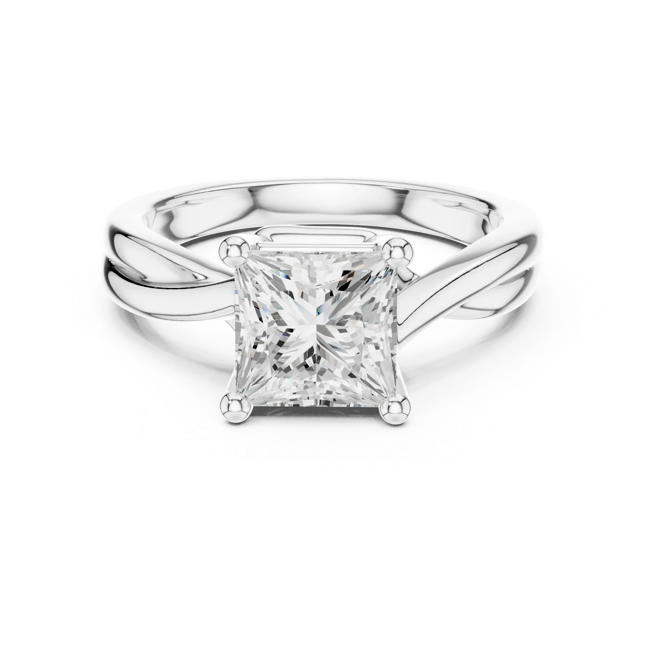 2.00 CT VVS1 D Color Princess Cut Solitaire Diamond Engagement Ring