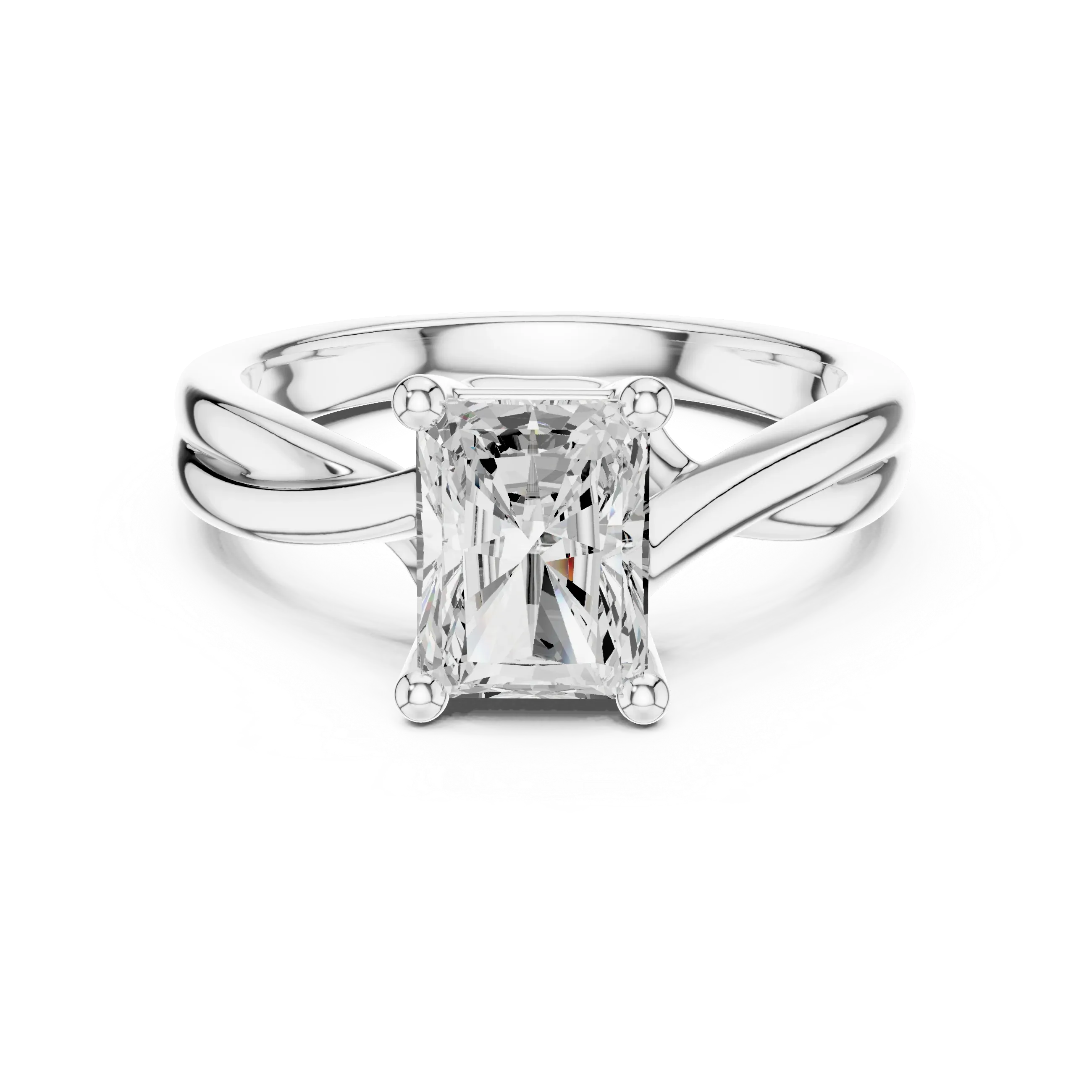 2.00 CT VVS1 D Color Radient Cut Solitaire Diamond Engagement Ring