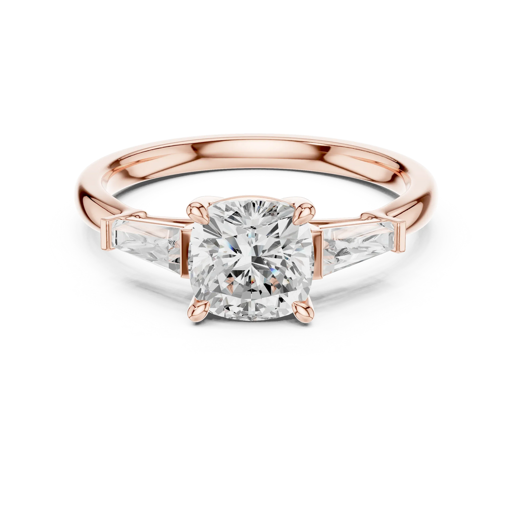 Cushion Cut 1.90 CTW Diamond Three Stone Engagement Ring VVS D Color