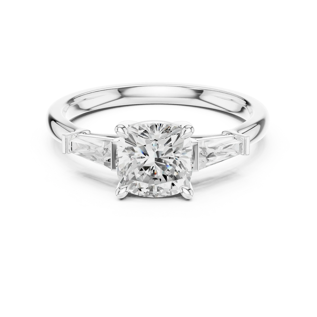 Cushion Cut 1.90 CTW Diamond Three Stone Engagement Ring VVS D Color