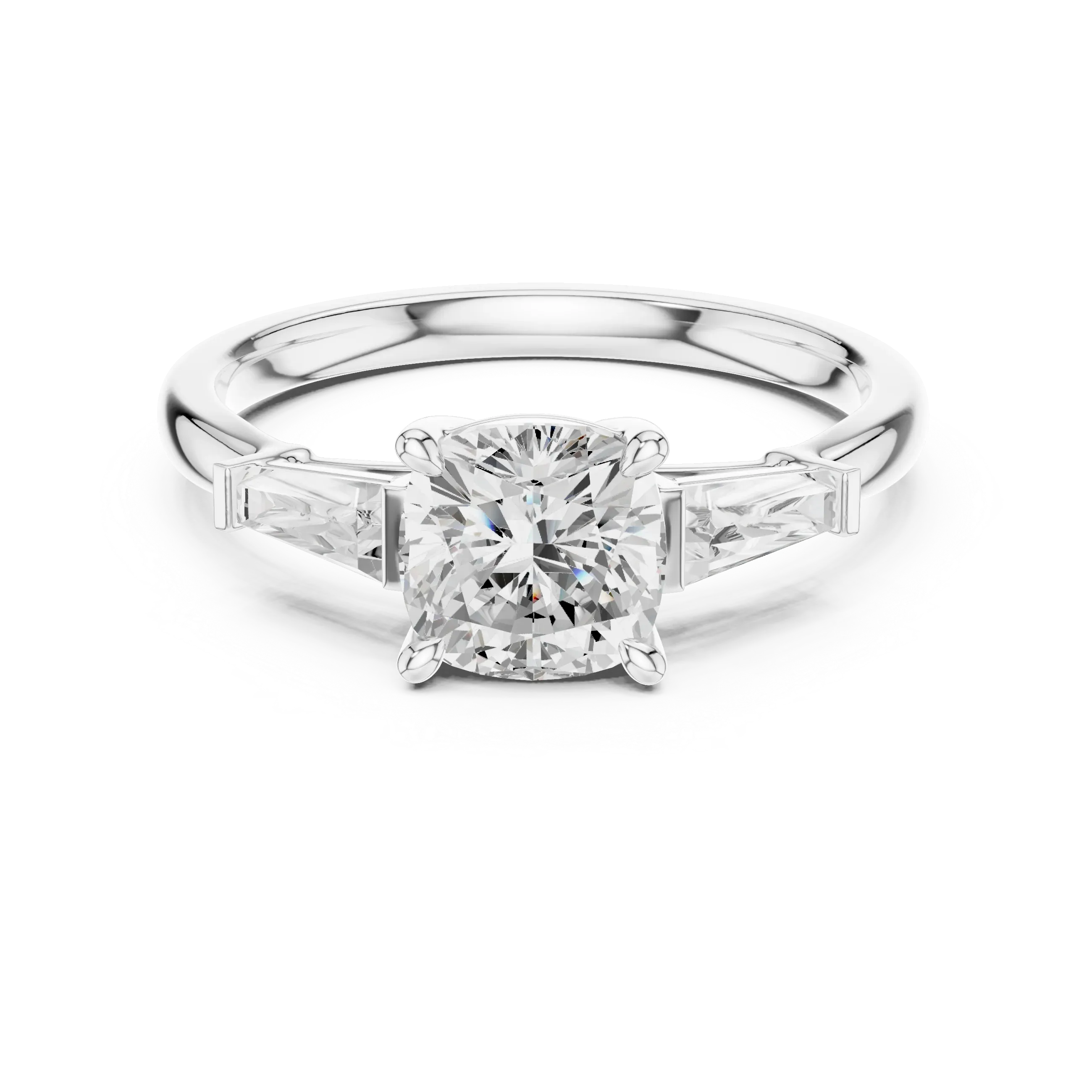Cushion Cut 1.90 CTW Diamond Three Stone Engagement Ring VVS D Color