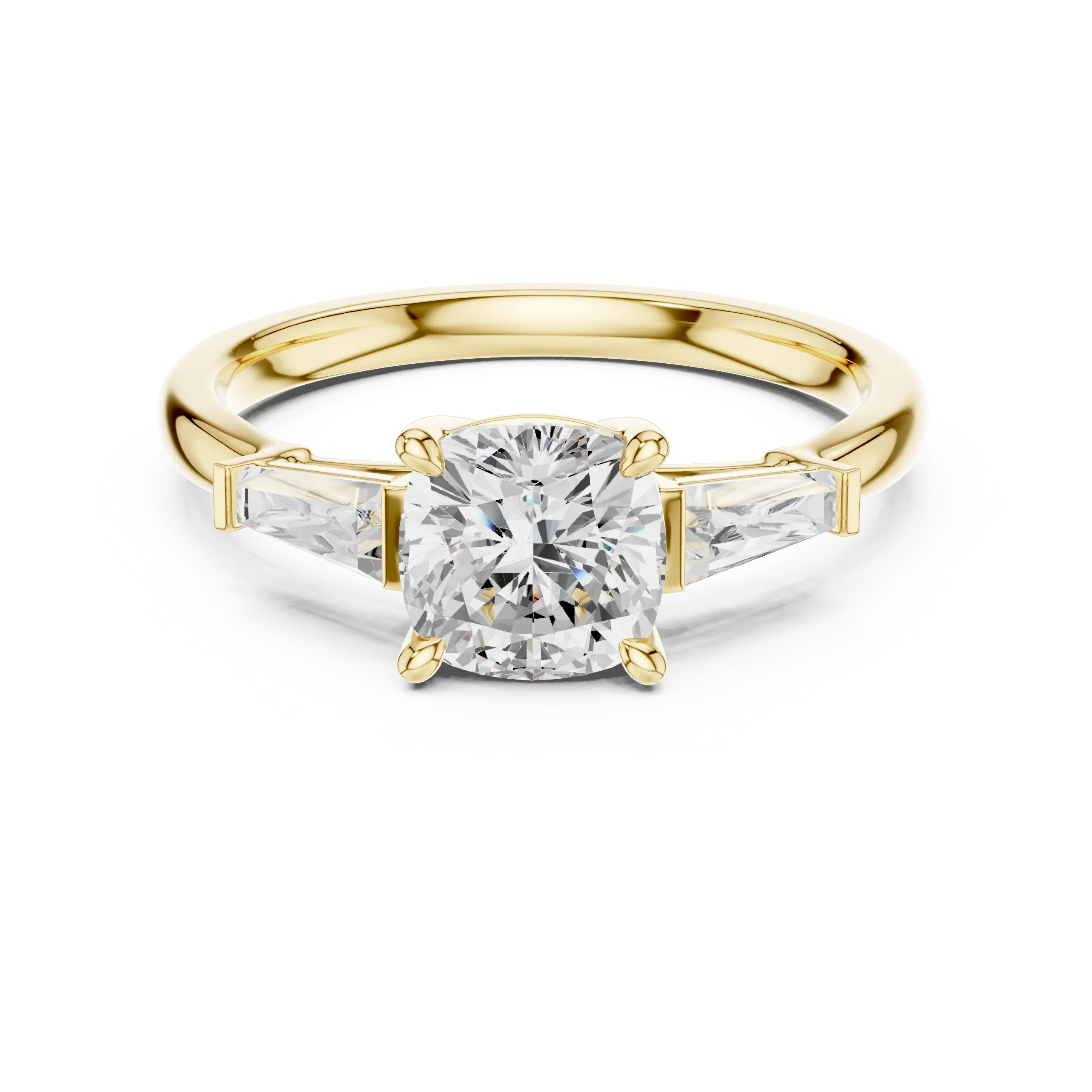 Cushion Cut 1.90 CTW Diamond Three Stone Engagement Ring VVS D Color