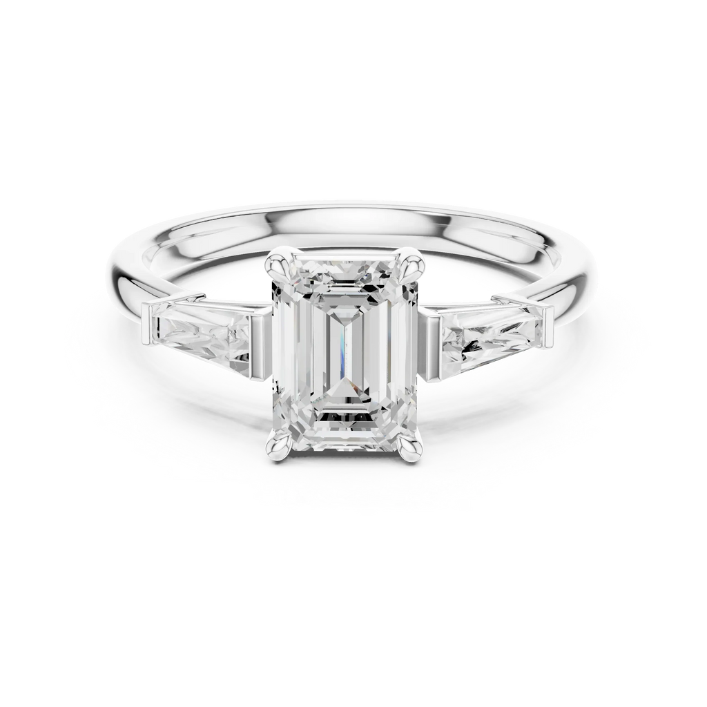 Emerald Cut 1.90 CTW Diamond Three Stone Engagement Ring VVS D Color