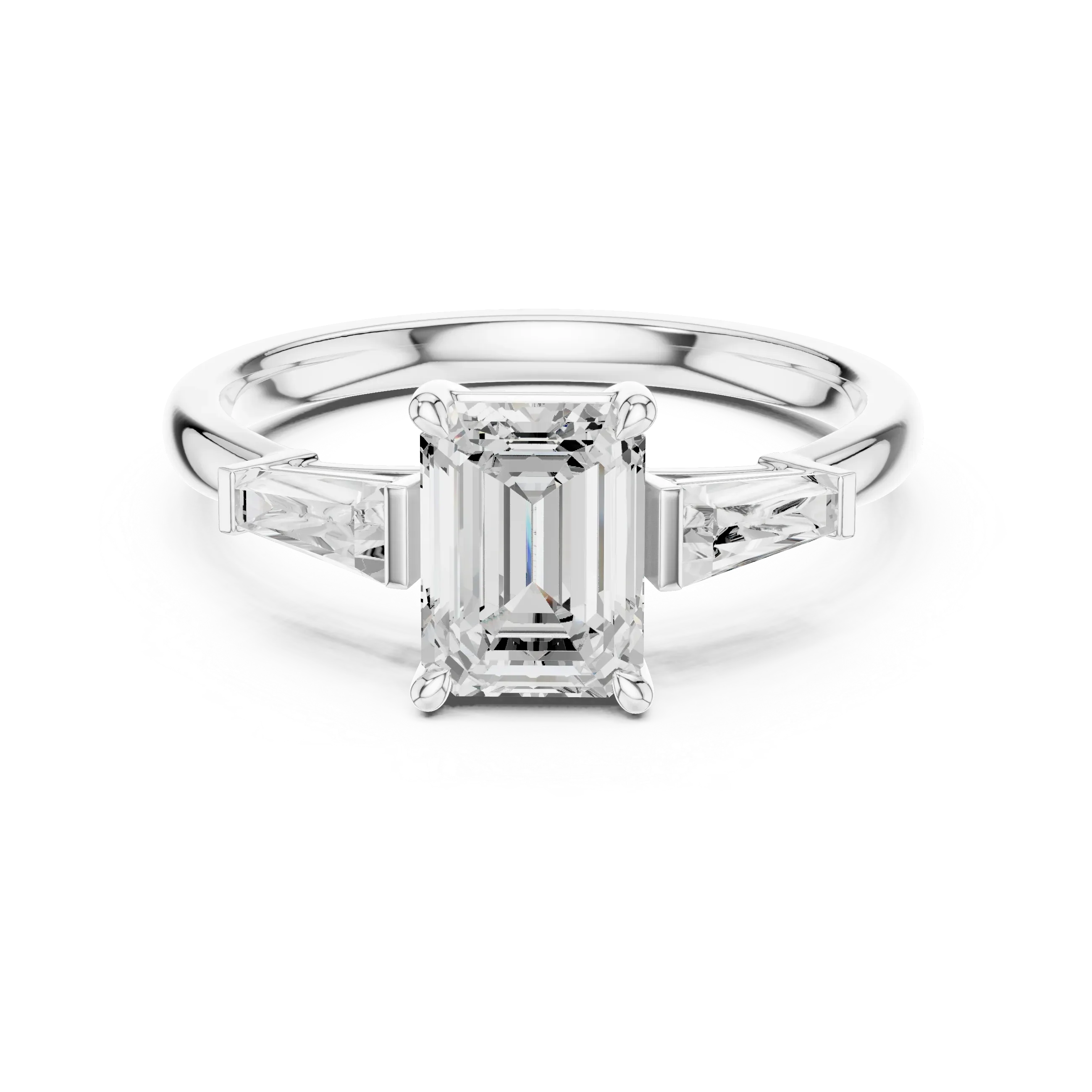 Emerald Cut 1.90 CTW Diamond Three Stone Engagement Ring VVS D Color