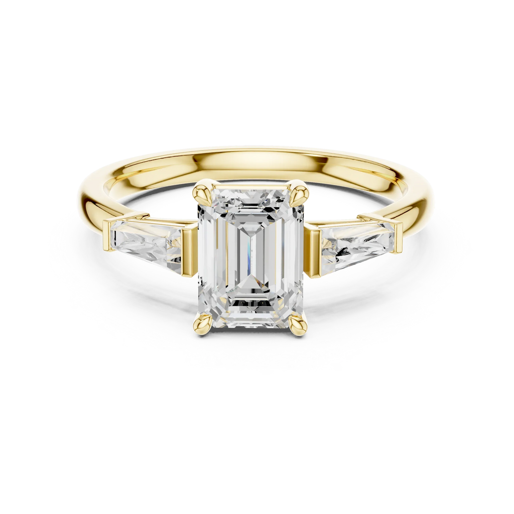 Emerald Cut 1.90 CTW Diamond Three Stone Engagement Ring VVS D Color