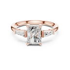 Radient Cut 1.90 CTW Diamond Three Stone Engagement Ring VVS D Color