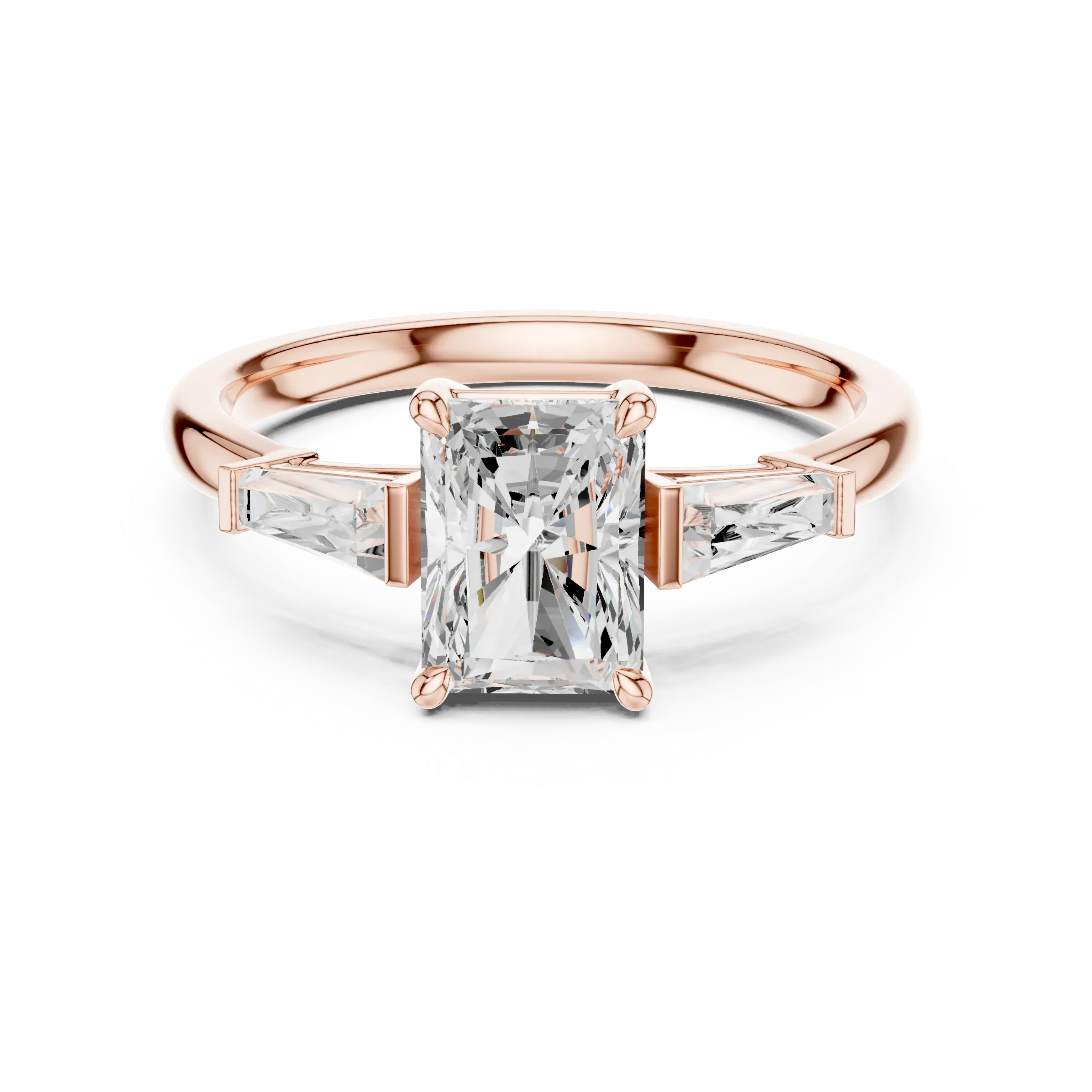Radient Cut 1.90 CTW Diamond Three Stone Engagement Ring VVS D Color