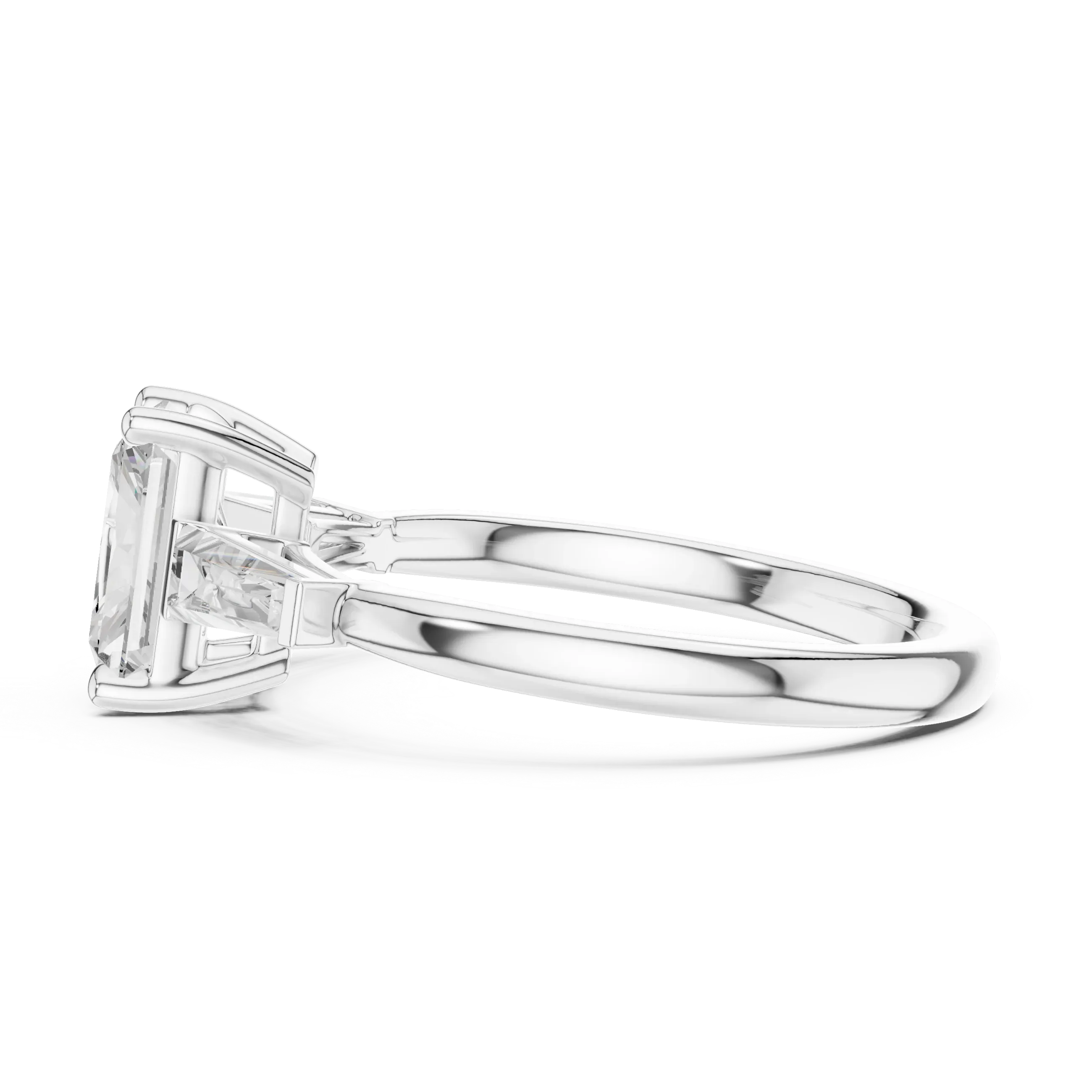 Radient Cut 1.90 CTW Diamond Three Stone Engagement Ring VVS D Color