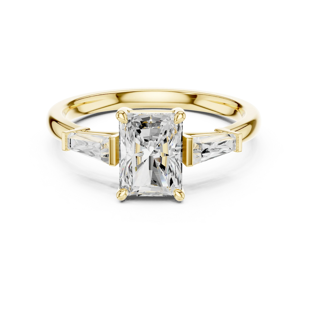 Radient Cut 1.90 CTW Diamond Three Stone Engagement Ring VVS D Color