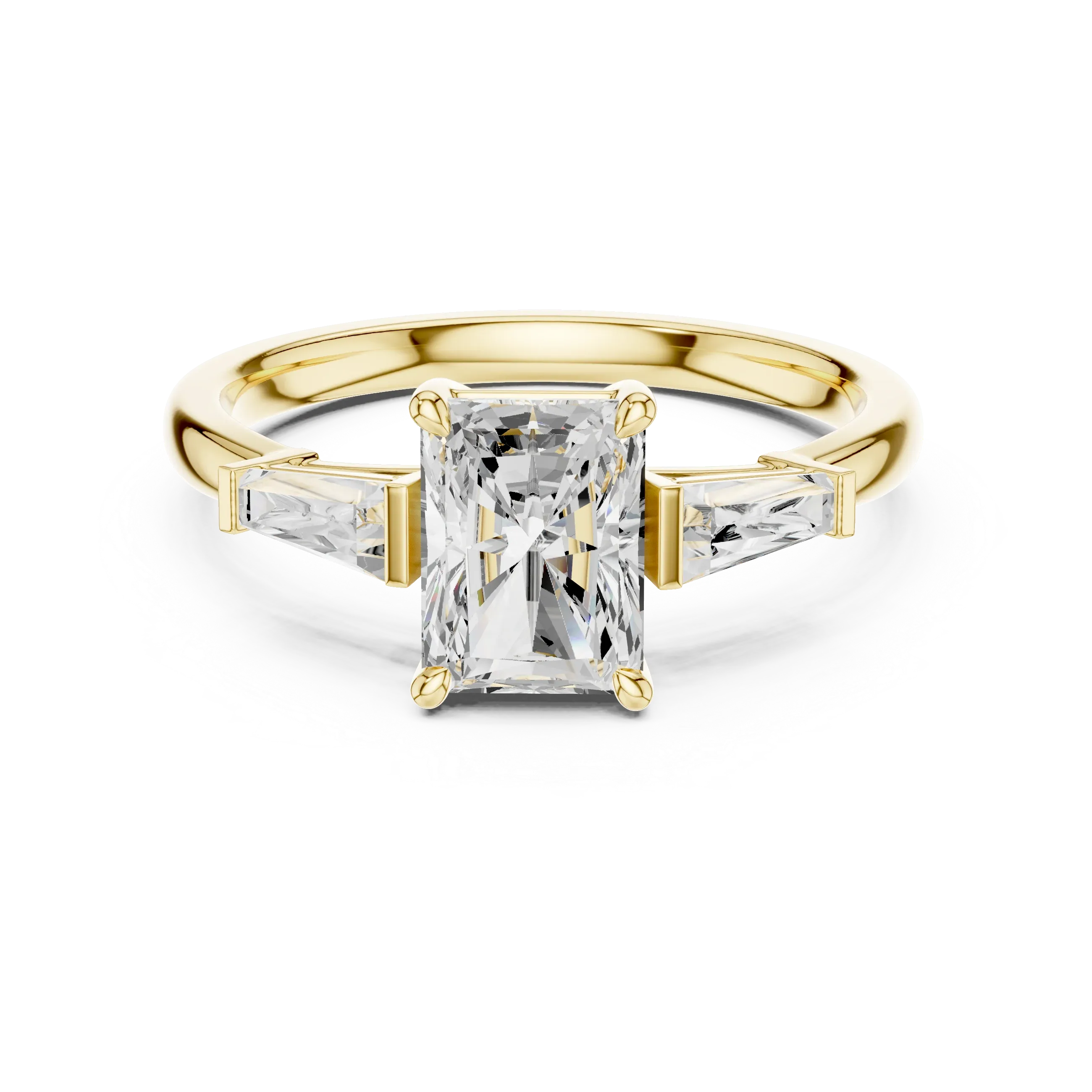 Radient Cut 1.90 CTW Diamond Three Stone Engagement Ring VVS D Color