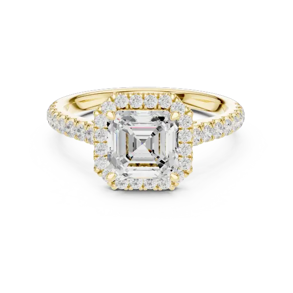 Elegant Asscher Lab Grown Diamond 14K Yellow Gold Engagement Ring