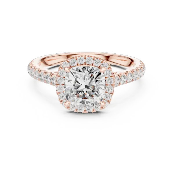 10K White GoldLab Grown Cushion Diamond Halo Engagement Ring
