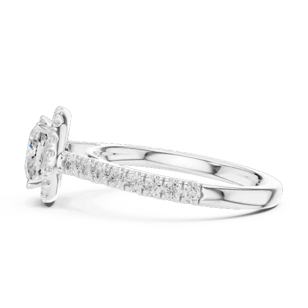 10K White GoldLab Grown Cushion Diamond Halo Engagement Ring