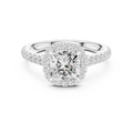 10K White GoldLab Grown Cushion Diamond Halo Engagement Ring