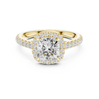 10K White GoldLab Grown Cushion Diamond Halo Engagement Ring