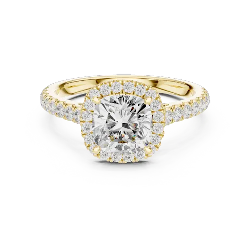 10K White GoldLab Grown Cushion Diamond Halo Engagement Ring