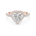Lab Grown Heart Diamond Halo 14K Rose Gold Engagement Ring