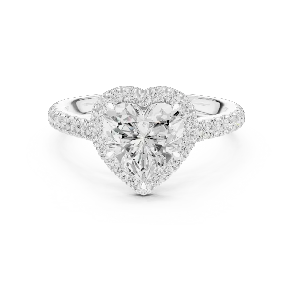 Lab Grown Heart Diamond Halo 14K Rose Gold Engagement Ring