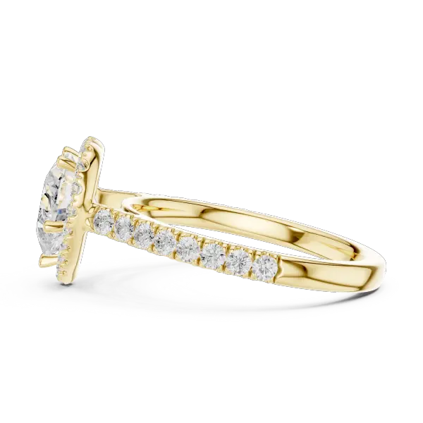 Lab Grown Heart Diamond Halo 14K Rose Gold Engagement Ring