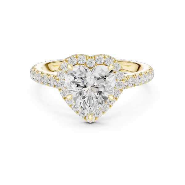 Lab Grown Heart Diamond Halo 14K Rose Gold Engagement Ring