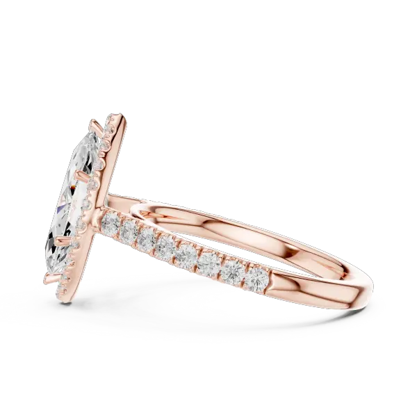 Elegant Marquise Diamond 10K Yellow Gold Halo Engagement Ring