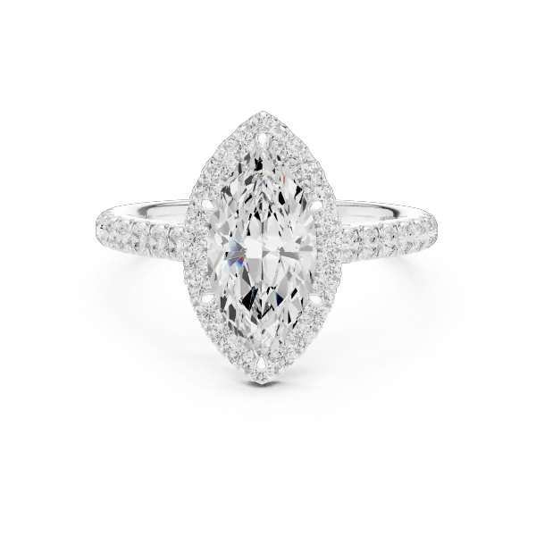Elegant Marquise Diamond 10K Yellow Gold Halo Engagement Ring