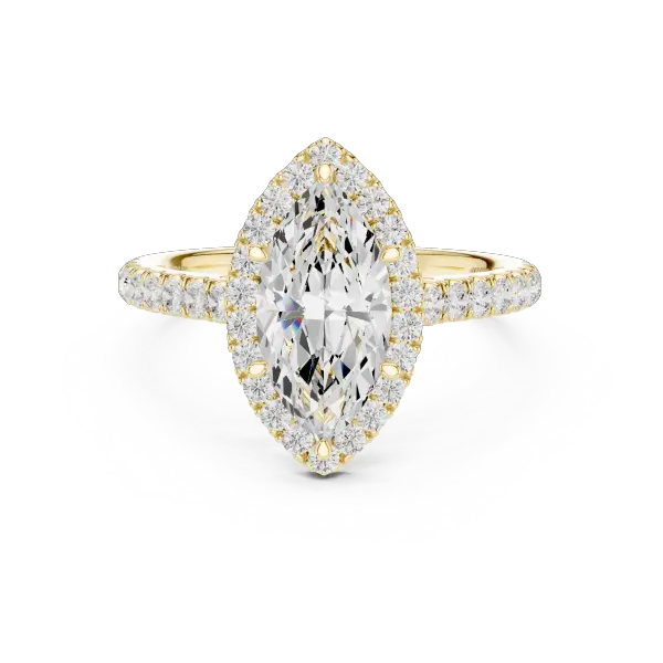 Elegant Marquise Diamond 10K Yellow Gold Halo Engagement Ring