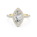 Elegant Marquise Diamond 10K Yellow Gold Halo Engagement Ring