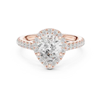 1.99 Ct Moissanite Pear Shape Halo Diamond Ring in 14K White Gold
