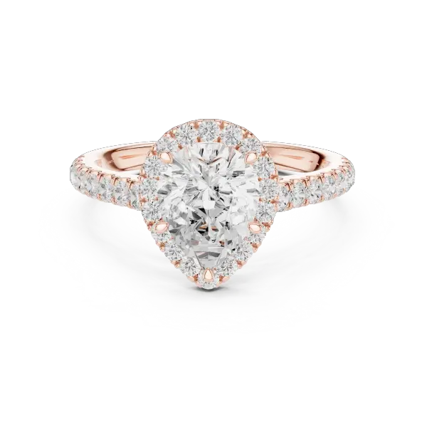 1.99 Ct Moissanite Pear Shape Halo Diamond Ring in 14K White Gold