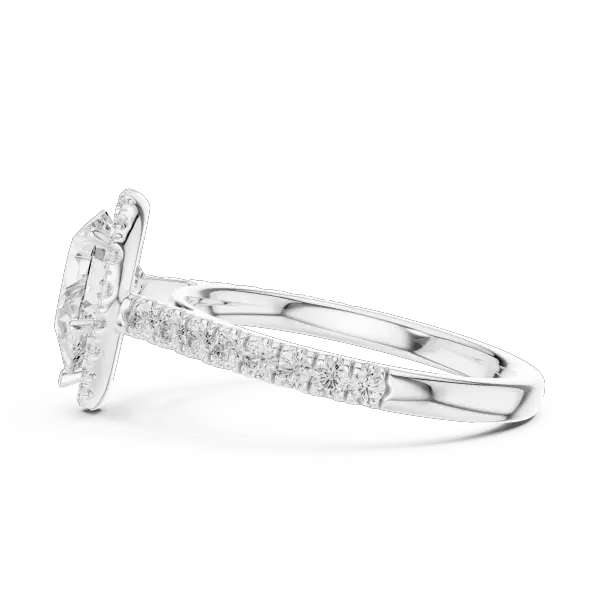 1.99 Ct Moissanite Pear Shape Halo Diamond Ring in 14K White Gold