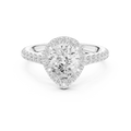 1.99 Ct Moissanite Pear Shape Halo Diamond Ring in 14K White Gold