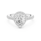 1.99 Ct Moissanite Pear Shape Halo Diamond Ring in 14K White Gold