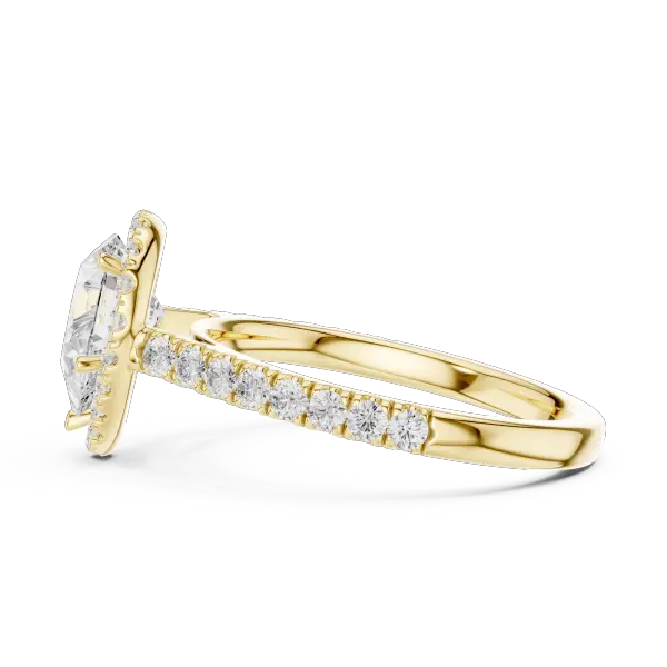 1.99 Ct Moissanite Pear Shape Halo Diamond Ring in 14K White Gold