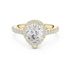 1.99 Ct Moissanite Pear Shape Halo Diamond Ring in 14K White Gold
