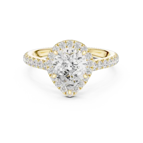 1.99 Ct Moissanite Pear Shape Halo Diamond Ring in 14K White Gold