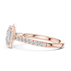 Custom 10K Rose Gold Princess Lab Grown Diamond Halo Ring