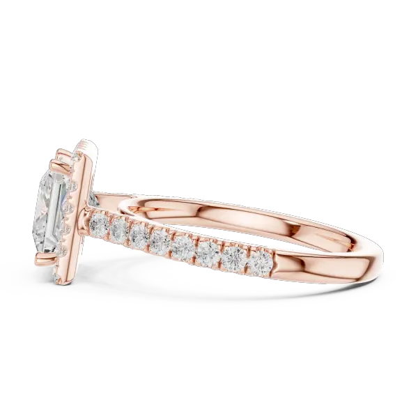 Custom 10K Rose Gold Princess Lab Grown Diamond Halo Ring