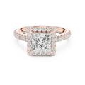 Custom 10K Rose Gold Princess Lab Grown Diamond Halo Ring