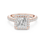 Custom 10K Rose Gold Princess Lab Grown Diamond Halo Ring