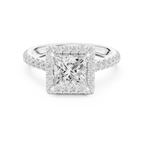 Custom 10K Rose Gold Princess Lab Grown Diamond Halo Ring