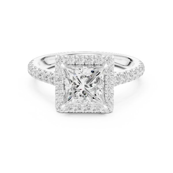 Custom 10K Rose Gold Princess Lab Grown Diamond Halo Ring