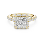 Custom 10K Rose Gold Princess Lab Grown Diamond Halo Ring