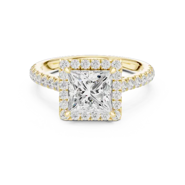 Custom 10K Rose Gold Princess Lab Grown Diamond Halo Ring